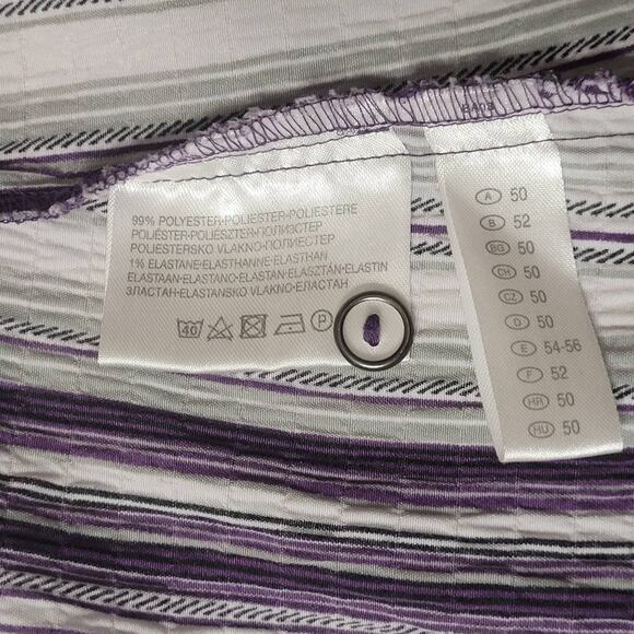 CANDA Women Purple Striped Oversized Shirt Sz Medium Crinkle Patchwork Pockets - Picture 10 of 10
